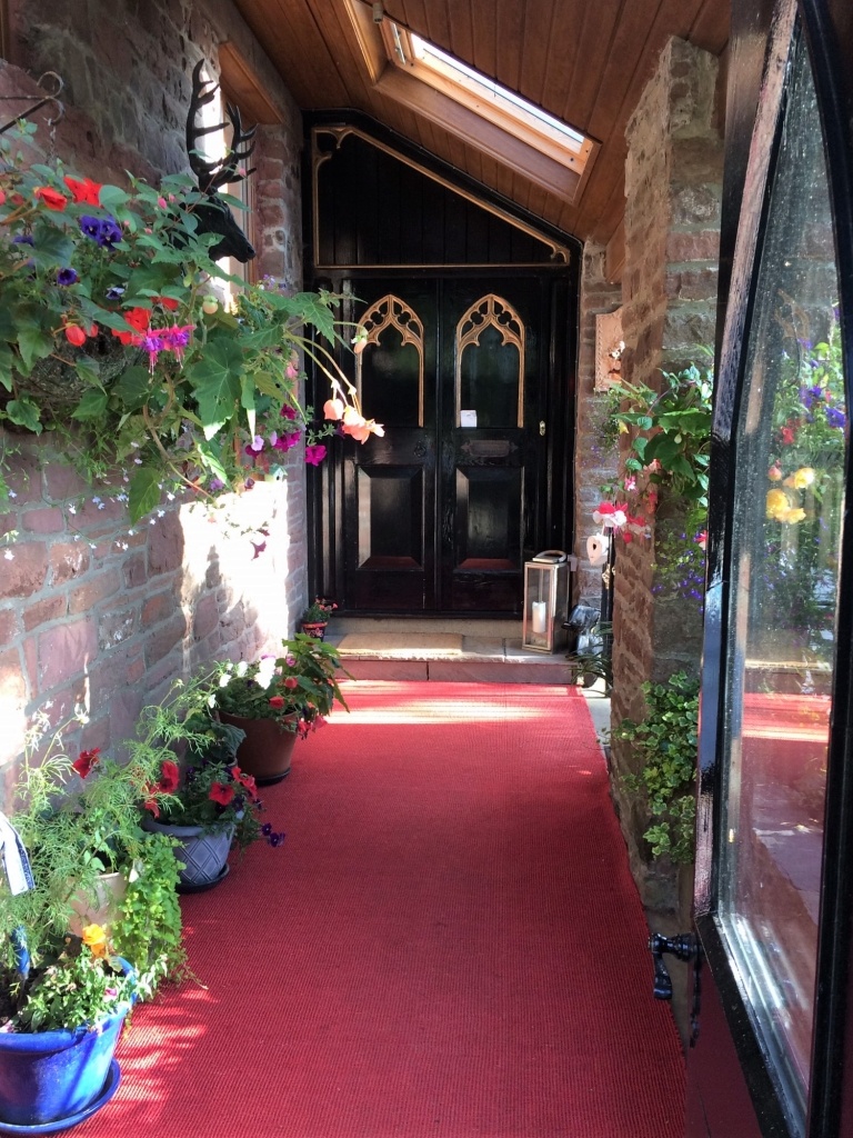 Flowers at entrance of Langtoft Manor, Bed and Breakfast
